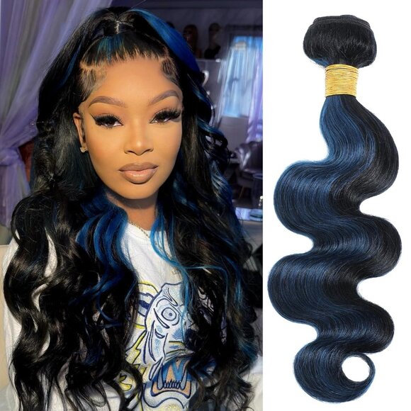 Other - Human Hair Bundle 12A Body Wave 18 Inch Blue Highlight Wavy Thick Sew In